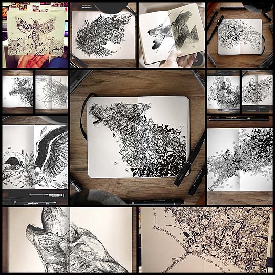 Surreal-Hybrid-Drawings-Bloom-and-Burst-Across-Sketchbook-Pages---My-Modern-Met
