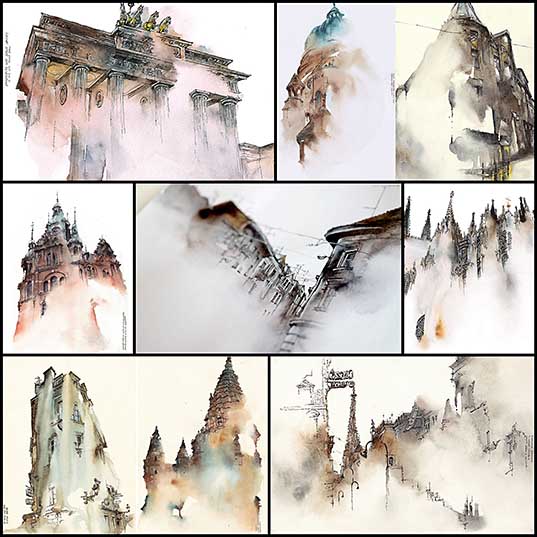 Dreamy New Architectural Watercolors by Artist Sunga Park  Colossal