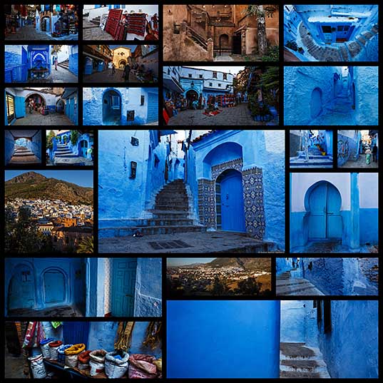 モロッコの物語。 青の50の色合い