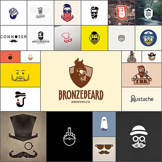 28 Beard & Stache Logos Creativeoverflow