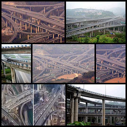 В Китае завершилось строительство одной из сложнейших дорожных развязок в мире