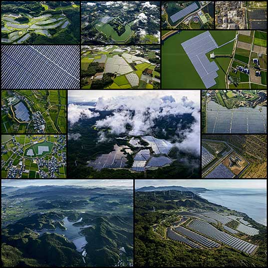 Солнечные электростанции в Японии с высоты птичьего полета
