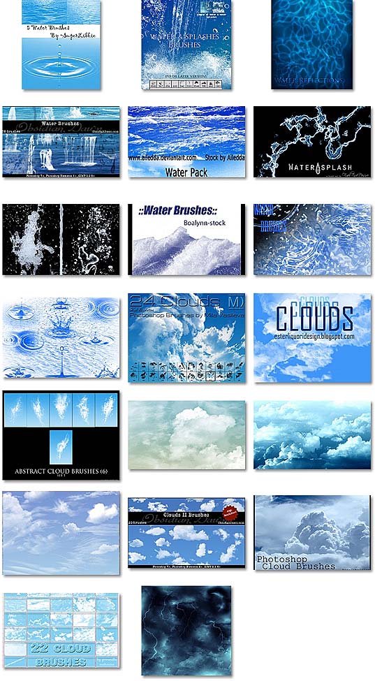 フリーでハイクオリティなphotoshop用の空 水ブラシセット いぬらぼ