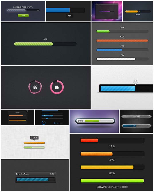 Webデザイン フリーのプログレス ローディングバーpsd15 セット いぬらぼ
