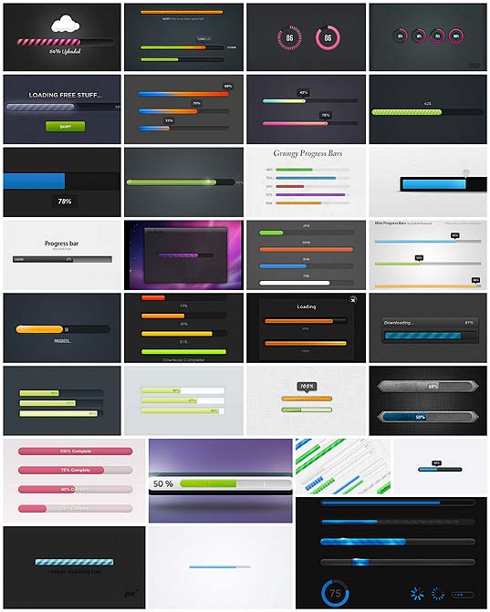 Webデザイン お洒落でカッコイイデザインのプログレスバーpsd31個 いぬらぼ