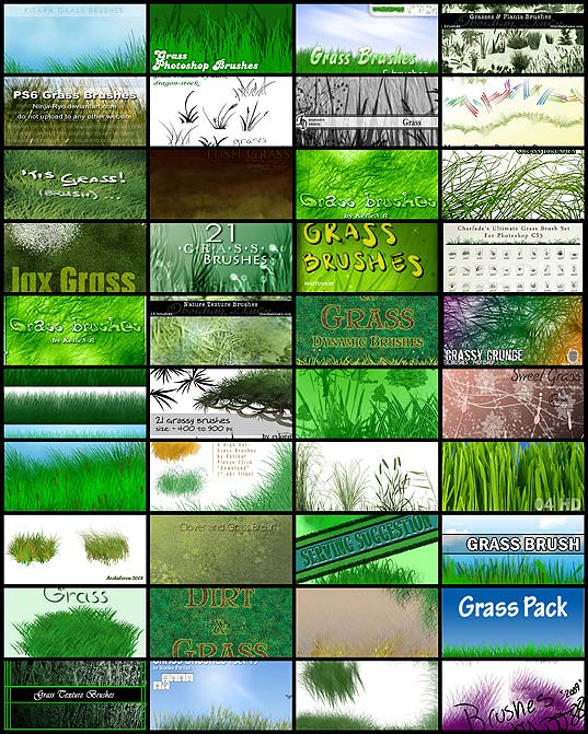 Photoshop フリーの草ブラシ40セット いぬらぼ
