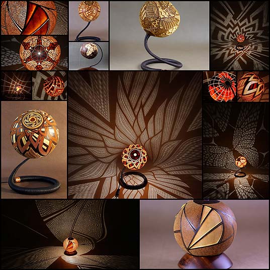 Sculptural-Lamps-Crafted-from-Gourds-Project-Dazzling-Displays-of-Light---My-Modern-Met