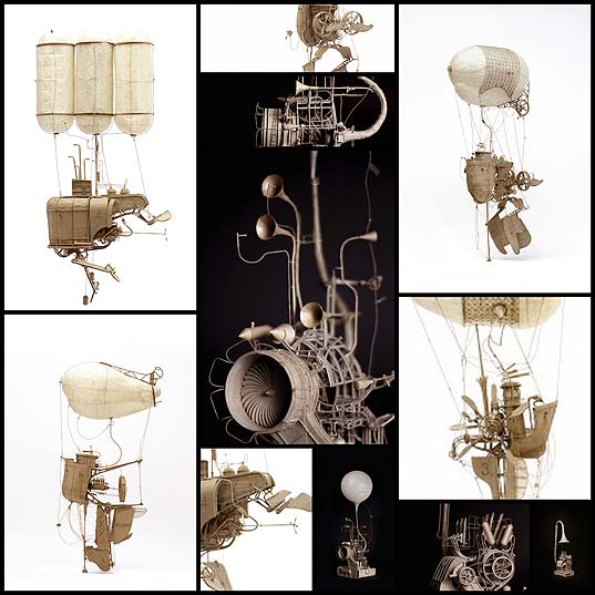 New-Fantastical-Miniature-Flying-Machines-Forged-From-Cardboard-by-Daniel-Agdag--Colossal