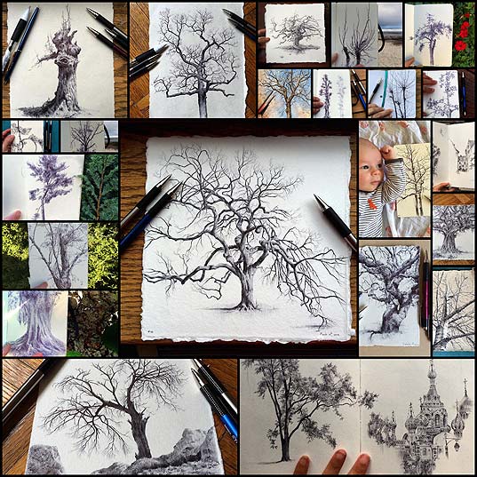 Artist-Reflects-on-Life-During-Pregnancy-by-Drawing-Trees-From-Around-the-World---My-Modern-Met