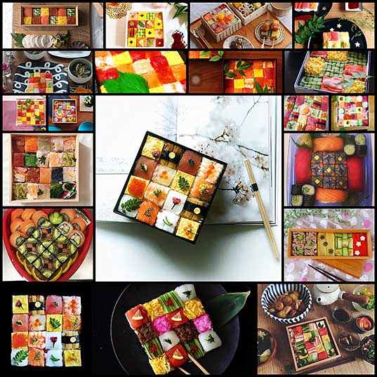日本からは「モザイク寿司」の動向は、アートの食用の作品中に、ランチをオンにします 退屈パンダ_1