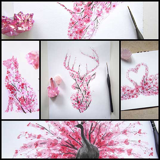 i-watercolor-cherry-blossom-animals-bored-panda