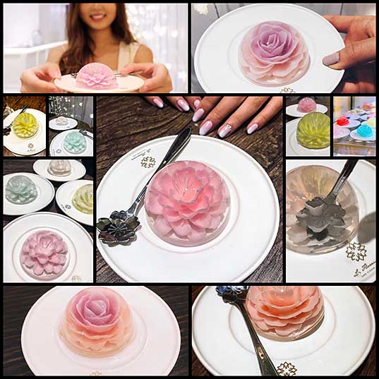 Stunning 3D Jelly Cake Looks Like Cherry Blossom Blooming on the Plate