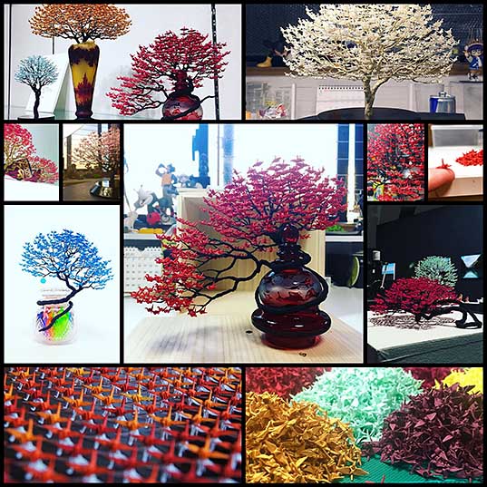 Colorful Bonsai Trees Made of Thousands of Miniature Origami Cranes – Design Swan
