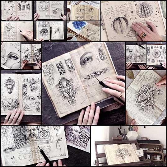 Ink Drawing Sketchbook Art by Elena Limkina Shows Artist's Eye for Detail
