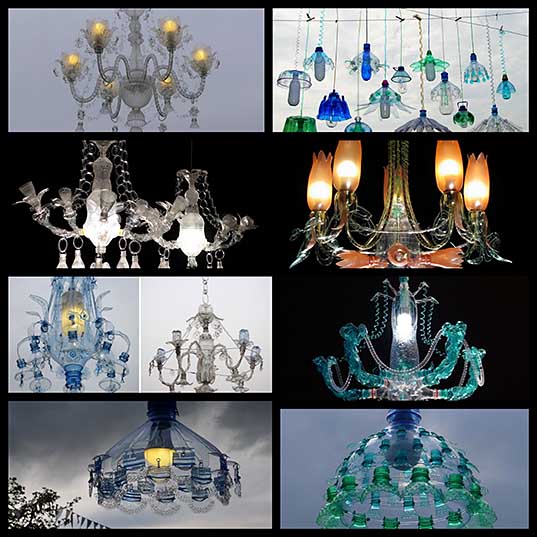 Chandeliers Constructed From Recycled Plastic PET Bottles by Veronika Richterová Colossal