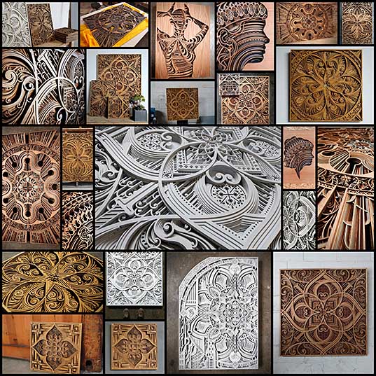 24 Mesmerizing Laser-Cut Wood Wall Art Feature Layers of Intricate Patterns