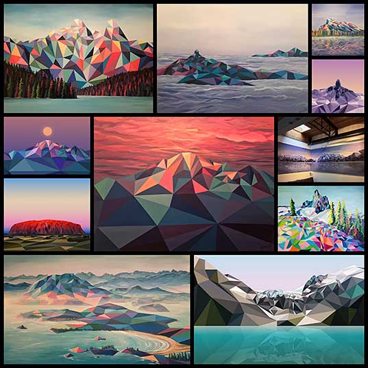 11 Polygon Landscape Paintings Highlight the Geometry of Mountains