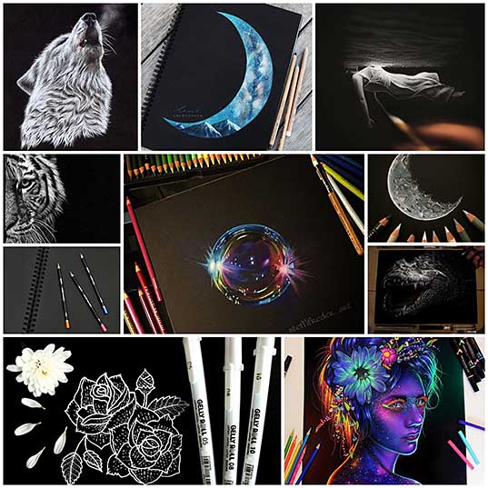 Art in Reverse Challenge Yourself by Drawing on Black Paper