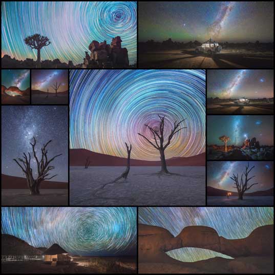 Long Exposure Photography Captures Star Trails Above the Namib Desert