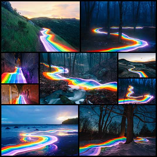 9 Vivid Rainbow Roads Trace Illuminated Pathways Across Forests and Beaches Colossal
