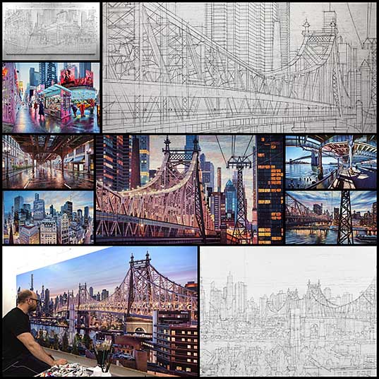 Multiple Perspectives Form Elaborately Detailed Cityscapes by Nathan Walsh Colossal