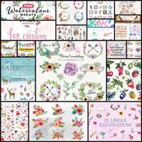 Watercolor Design Elements for Creating Trendy Print and Web Graphics